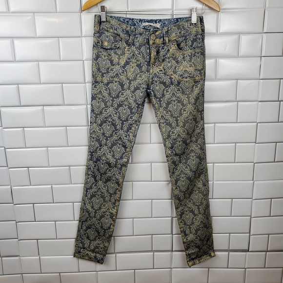 Free People Blue and Cream Patterned Skinny Jeans - Picture 15 of 16